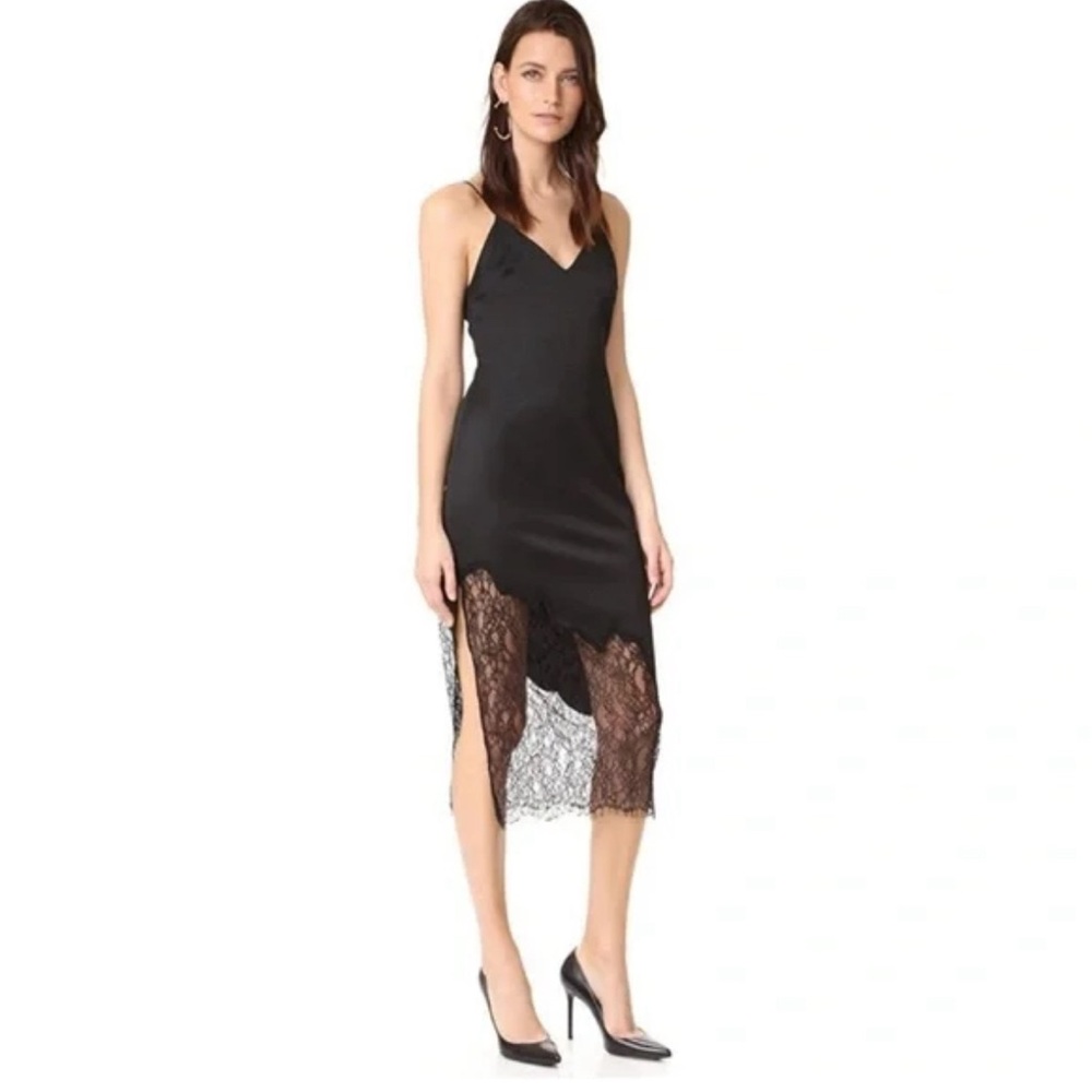 Alice + Olivia Black Lace Midi Dress